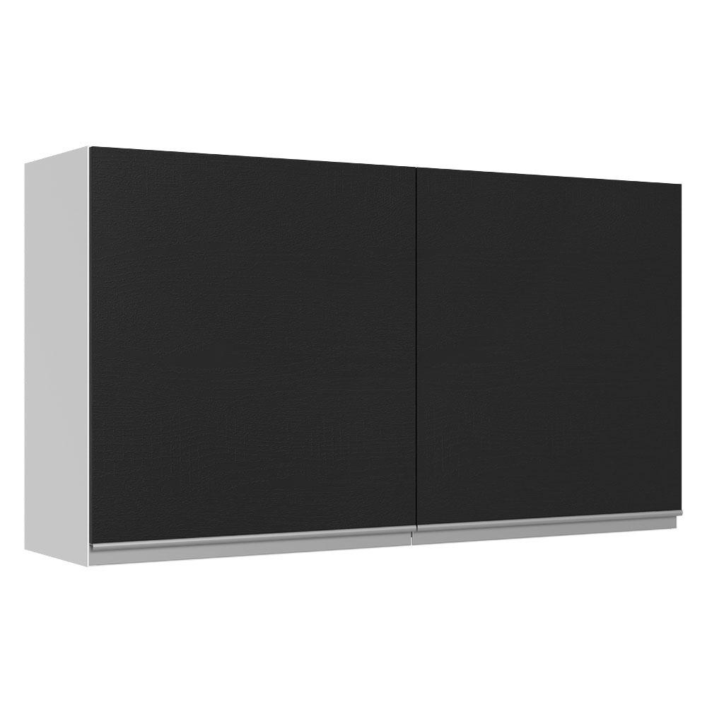 Armário de Cozinha Aéreo 100% MDF 120 cm 2 Portas Branco/Preto Acordes Madesa - Home & Living