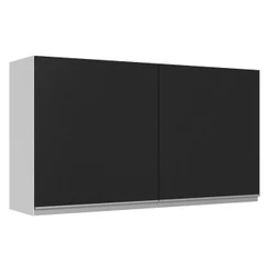 Armário de Cozinha Aéreo 100% MDF 120 cm 2 Portas Branco/Preto Acordes Madesa