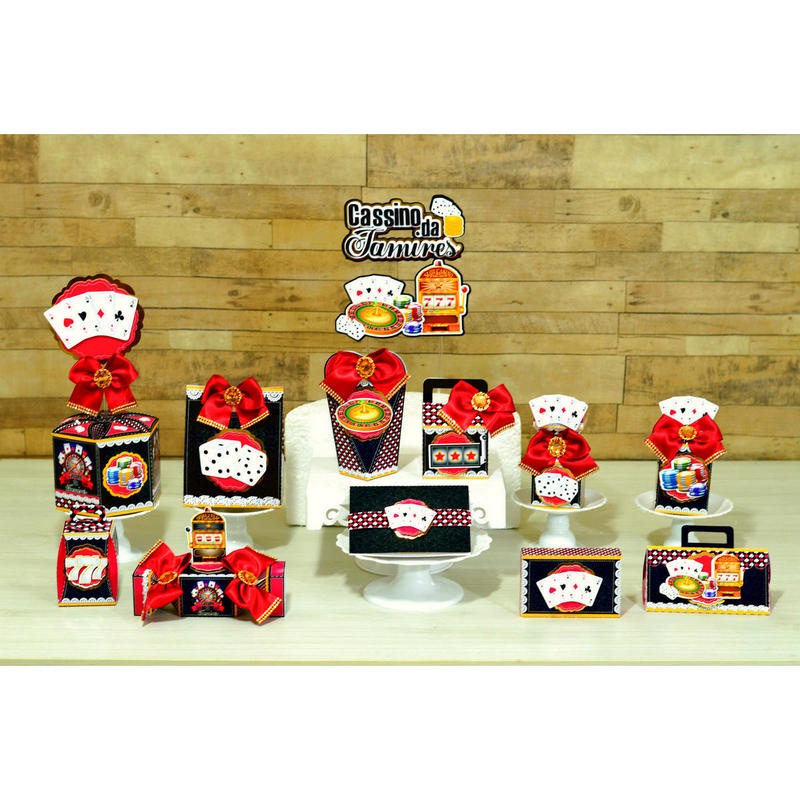 Kit Festa LAS VEGAS CASSINO Personalizado | Lembrancinhas | Decoração Aniversário | Caixa Milk Pirâmide