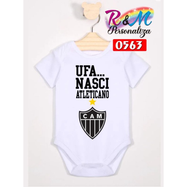 Body bory bebê personalizado mesversário time nasci atleticano Atlético MG
