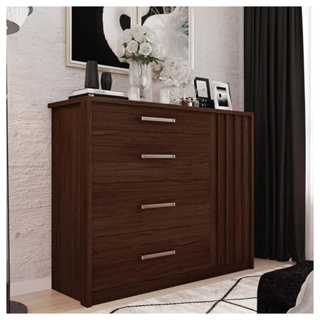 Cômoda Sapateira 1 Porta 4 Gavetas Marrom Palacius Caemmun em Oferta na Shopee