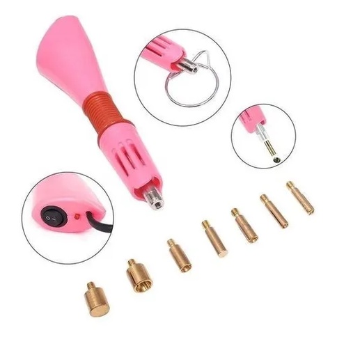 Caneta Aplicadora De Strass Hotfix Bivolt Com 7 Pontas ROSA