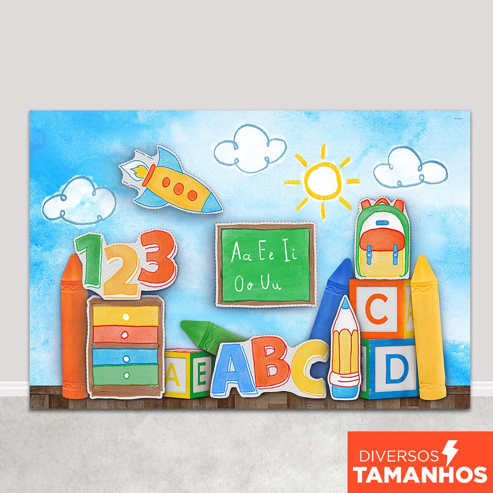Fundo Fotográfico Formatura Infantil Cenário ABC Painel Em Tecido Sublimado - FFB-520 em Oferta na Shopee