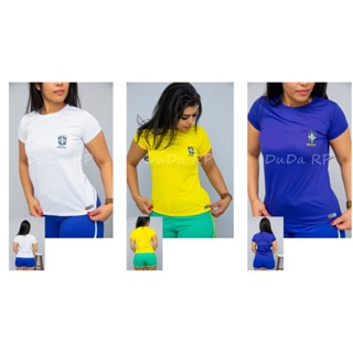 Camiseta Brasil Seleção baby look Dry fit Academia FEMININA