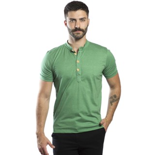 Camiseta Henley Gola Padre Slim Feito Com Malha PET
