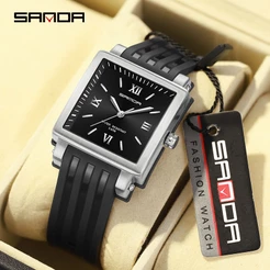 SANDA Business Relógio Quadrado Simples Moda Luxuoso Casual À Prova D'água Presentes SD3208-1