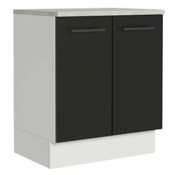 Balcão Armário de Cozinha 70 cm 2 Portas Branco/Preto Agata Madesa