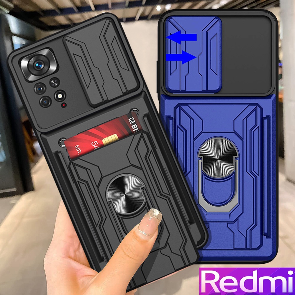 Redmi Note 11 Pro Plus Note 11S Redmi 11 Prime Note 10 Pro Note 10S Note 9S Note 9 Pro Redmi 10 5G Redmi 10C 9T A1 Capa de telefone à prova de choque multifuncional de luxo com suporte de metal