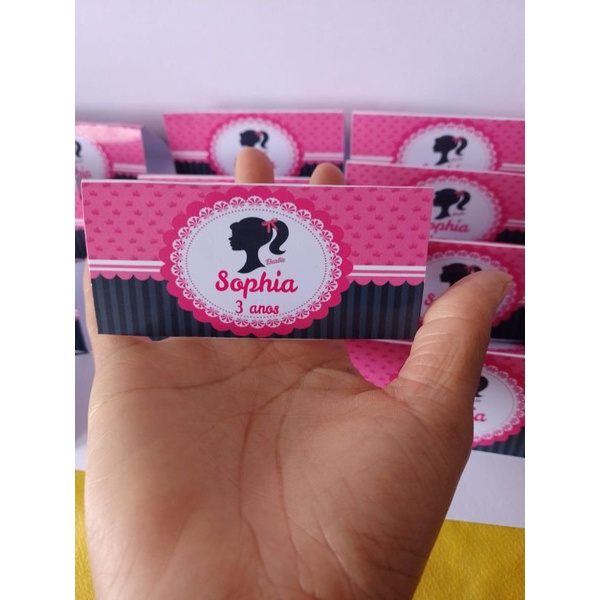 "10 lapelas(10×4)personalizadas para saquinhos de bala 7,50"