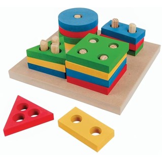 Encaixe De FORMAS GEOMÉTRICAS Educativo Em Eva E Madeira Montessori