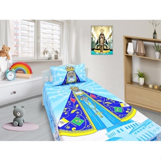 Jogo De Lençol E Fronha Nossa Senhora Kit 2pçs, Cobreleito em Oferta na Shopee