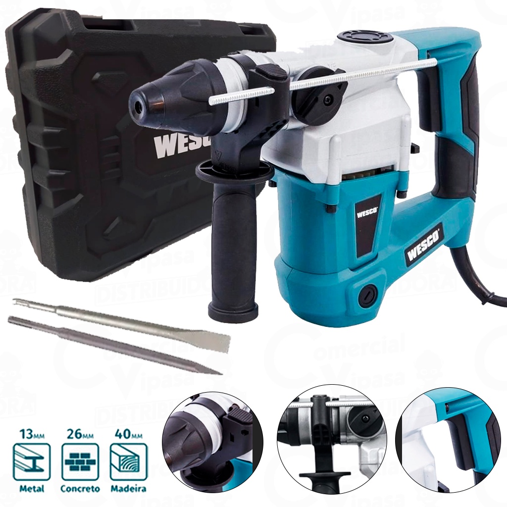 Martelete Perfurador Rompedor 1050W 26mm Quebrar Demolir Vigas Concreto Alvenaria Profissional