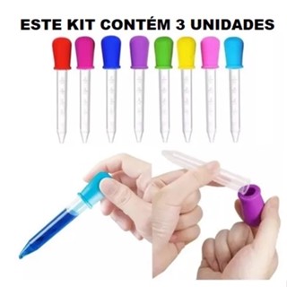 Kit 3 Conta Gotas Pedagógico Pipeta Para Fortalecer e Desenvolver a Coordenação motora fina preensão