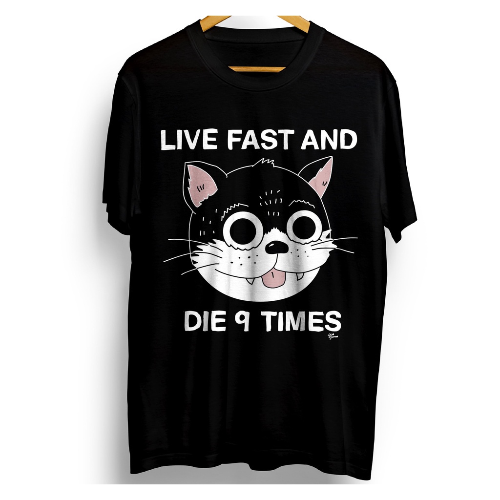 Camiseta Live Fast and Die 9 Times Gato 9 vidas felinos -GIAN.