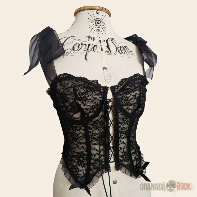 Corselet renda preto Fairy goth / corselet branco