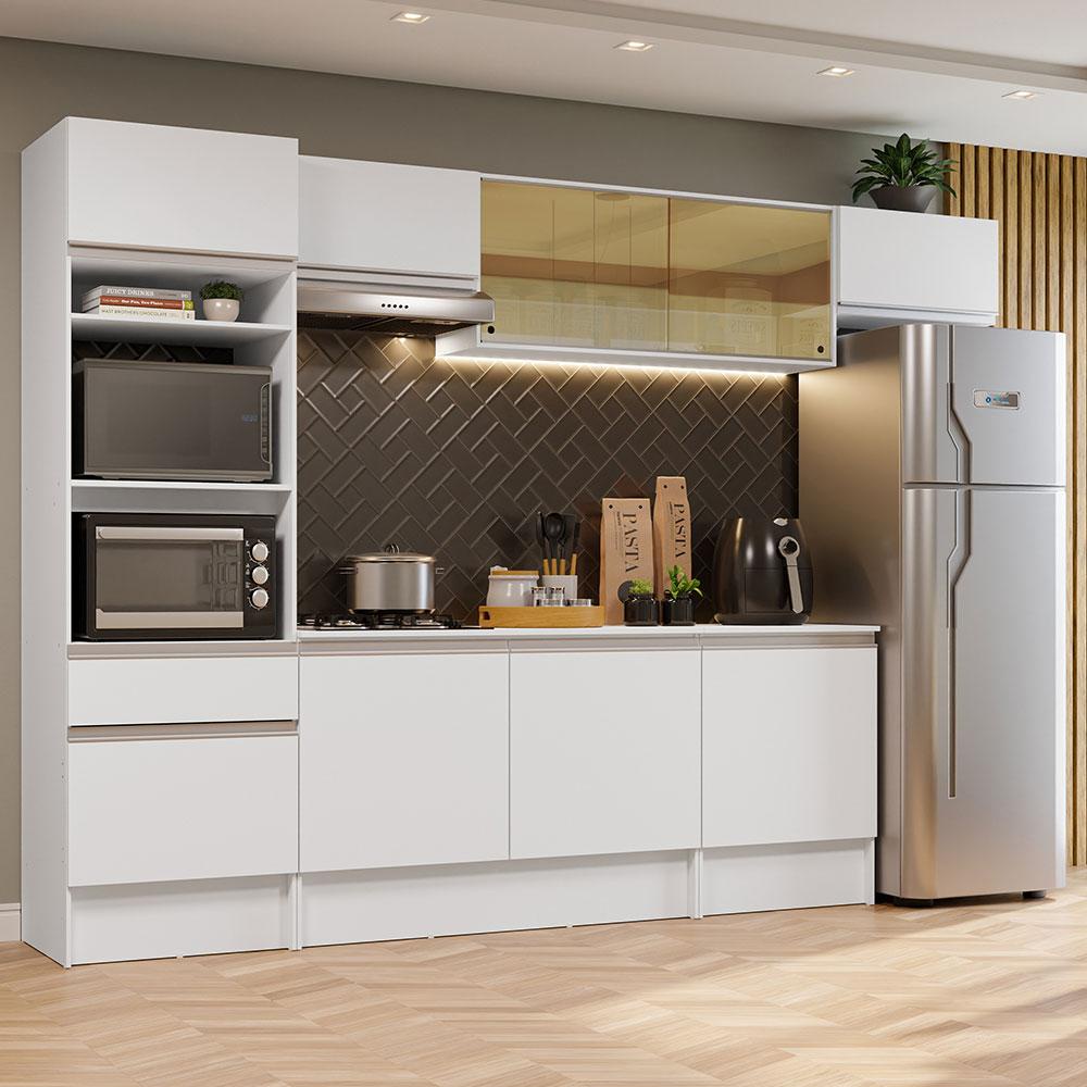 Armário de Cozinha Completa 300cm Branco Diamante Madesa 02 - Home & Living