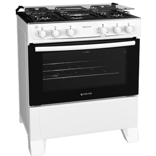 Fogão 5 bocas Atlas Mônaco Plus Branco com Acendimento Automático e Mesa Inox em Oferta na Shopee