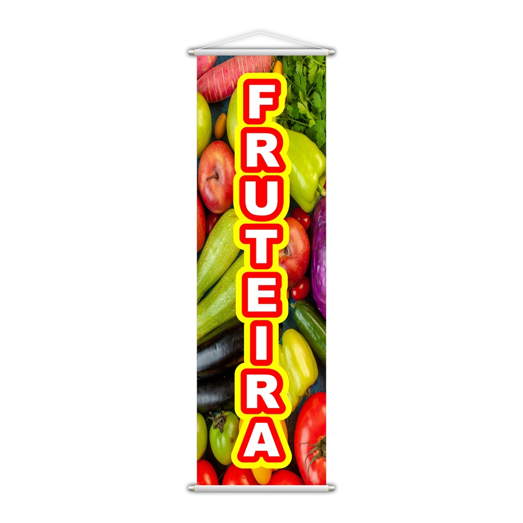 Banner Fruteira Frutas Banca Feira Serviço Banca Lona Colorido 100x30cm