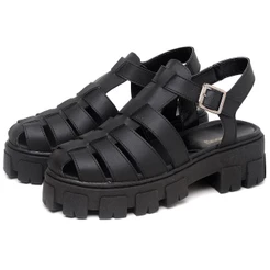 Sandalia Tratorada Dubuy Feminina Preto Fisherman 1601FG