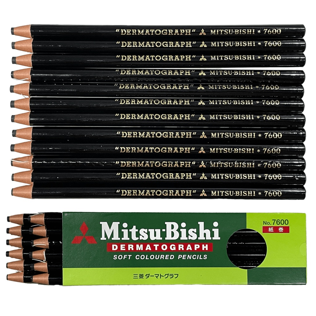 Lápis Dermatográfico Mitsubishi 7600 Preto Com 12 Lapis
