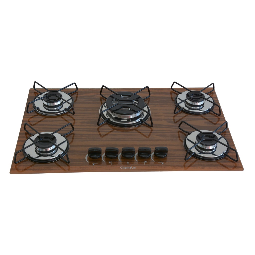 Fogão Cooktop Classic Gás 5 Bocas Tripla Chama 127v/220v Amadeirado em Oferta na Shopee