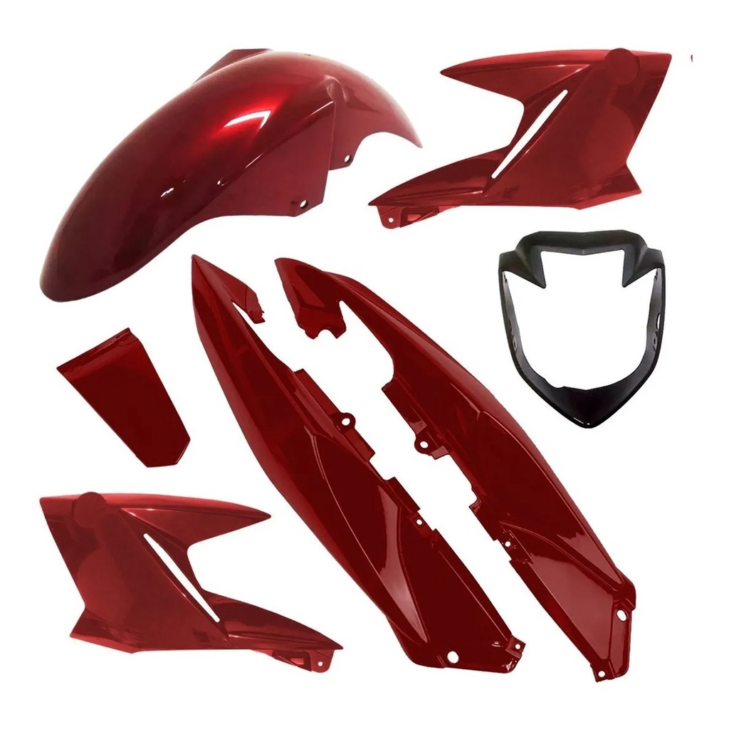 Kit Carenagem Farol Rabeta Aba Paralama Fazer 250 Vermelho 2011 a 2014