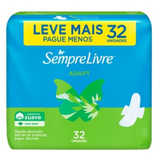 Absorvente Sempre Livre Com Abas Adapt Cobertura Suave 32 unidades