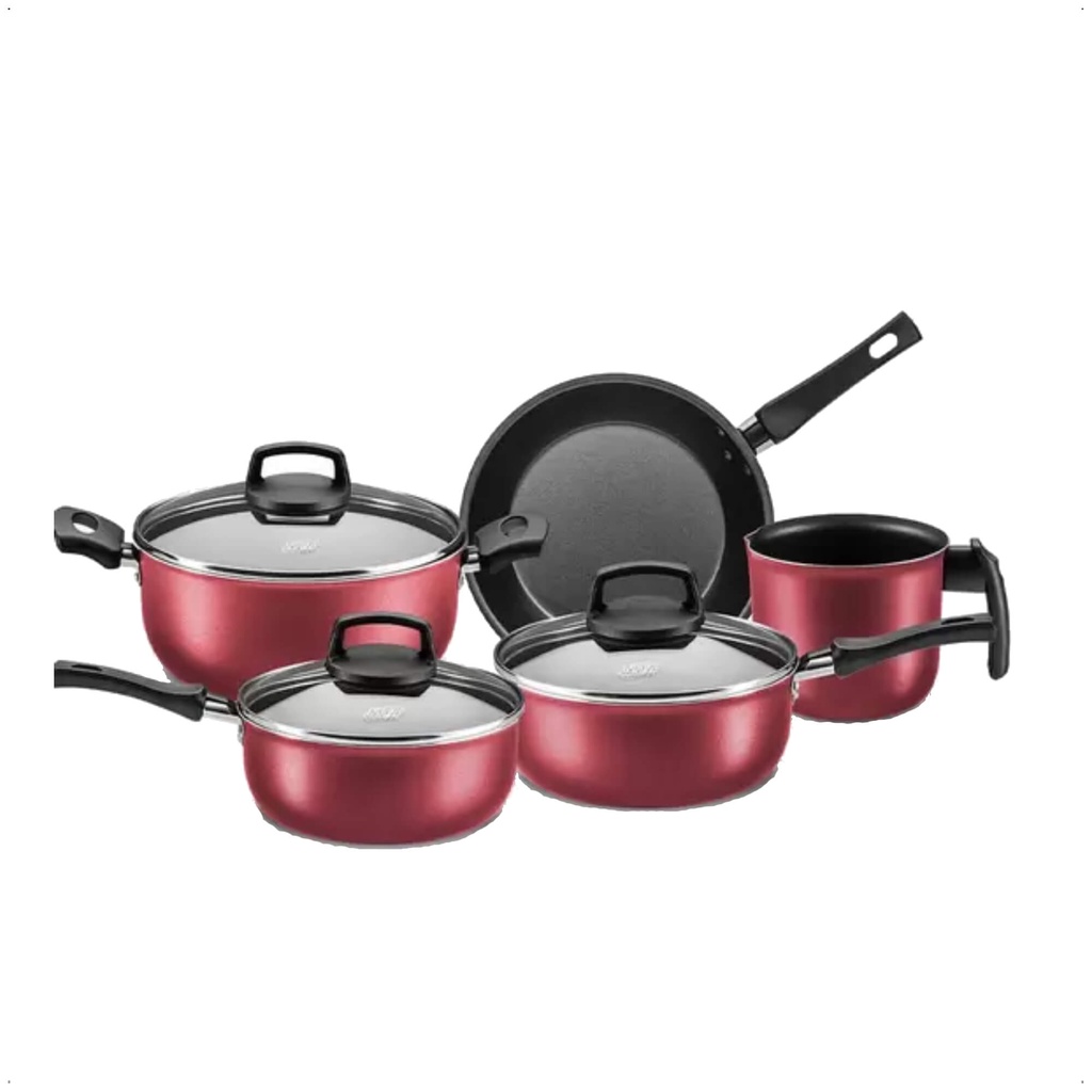 Jogo de Panelas Antiaderente Baque Antitérmico Safira Cereja 5 Peças MTA - 5661 em Oferta na Shopee