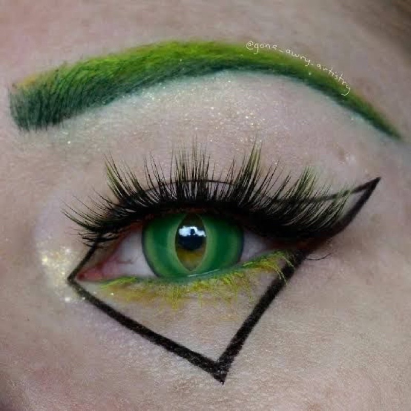 Lente exótica para fantasia e cosplay olho de gato verde