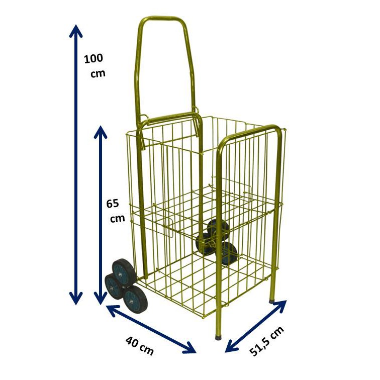 Carrinho de Feira 6 rodasSanfonada Aranha Super Resistente Feito em Aço para subir escada e Cabo Dobrável