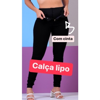 calça lipo com cinta skinny em Oferta na Shopee