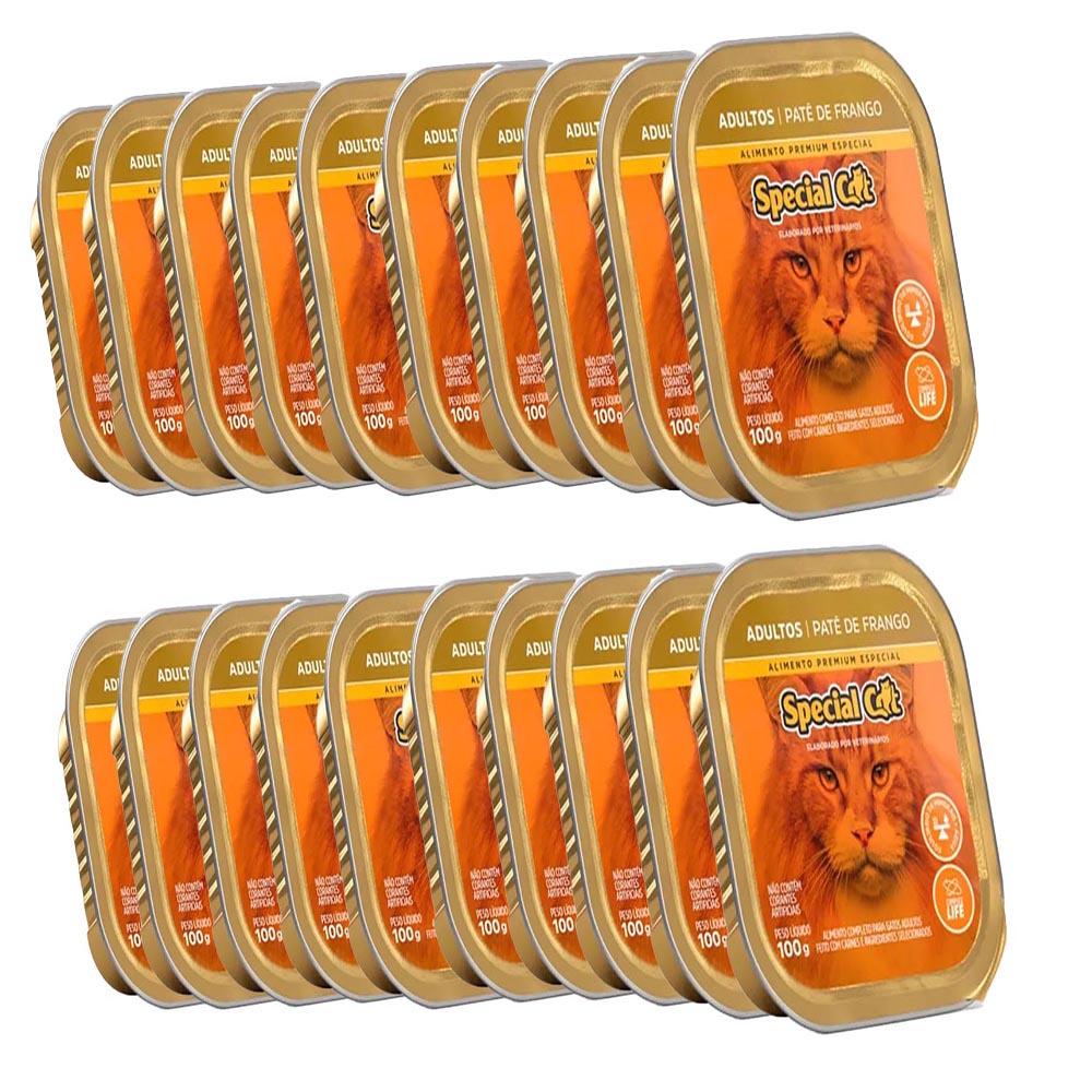 KIT 20 Ração Special Cat Patê Gatos Adultos Frango - 100g em Oferta na Shopee