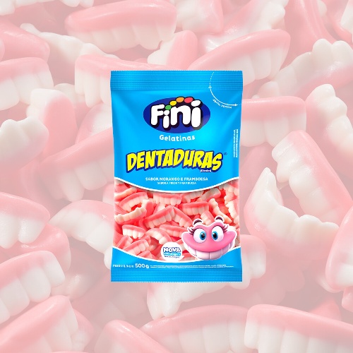 Balas de Gelatina Fini Dentaduras Morango e Framboesa 500g