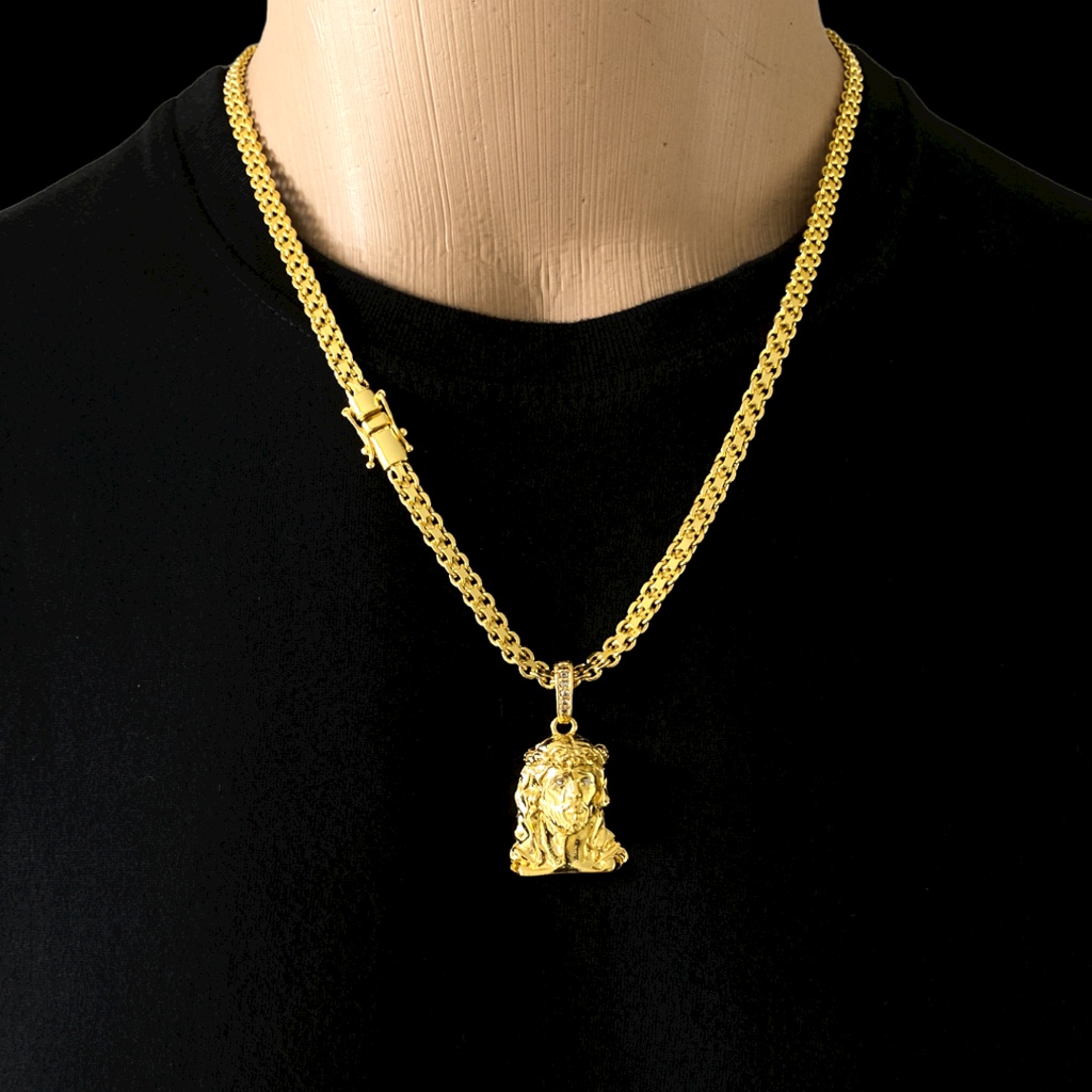 Cordão Cadeado Duplo 7mm Liga De Moeda Antiga Banhado A Ouro 18K em Oferta na Shopee