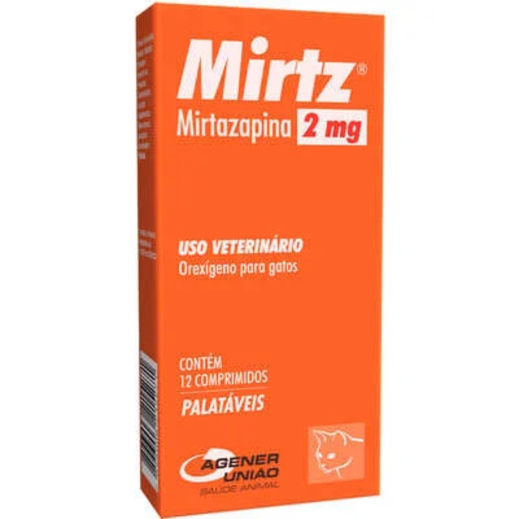 Mirtz 2mg Agener 12 Comprimidos Estimula o Apetite de Gatos - Pets