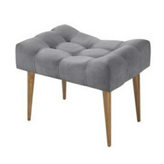 Puff retangular pés palitos suede cinza chumbo