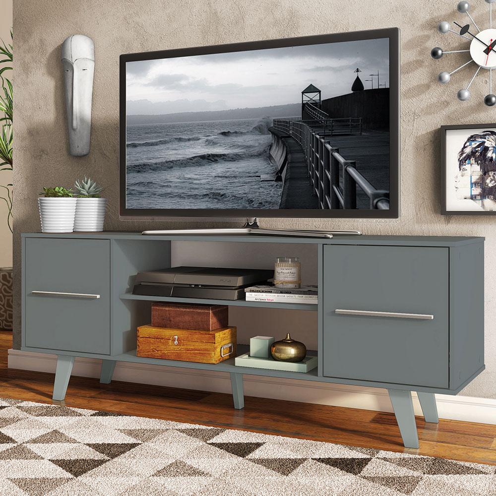 Rack para TV até 55 Polegadas Madesa Copenhagen - Cinza - Home & Living