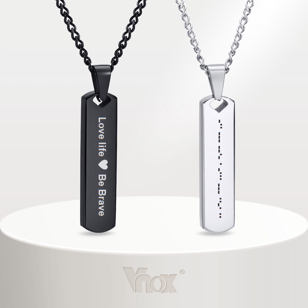 Vnox Customizável Seu Nome Bar Necklace Gift , Acessórios Gravados Para O Natal De Aniversário De Casamento - Fashion Accessories