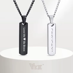 Vnox Customizável Seu Nome Bar Necklace Gift , Acessórios Gravados Para O Natal De Aniversário De Casamento