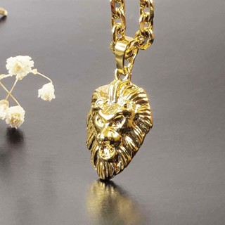 colares de corrente masculina Cordão Com Pingente De Cabeça De Leão banhada a ouro Fecho Gaveta 18k colar aço inoxidável 60cm