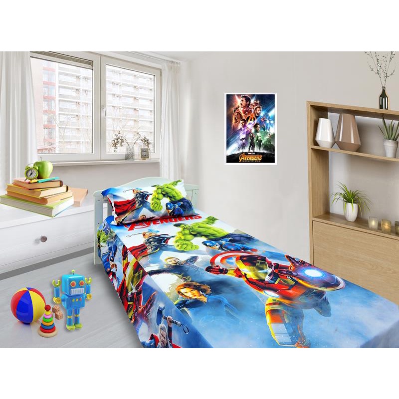 Jogo De Lençol E Fronha Infantil Vingadores, Kit 2pçs, Cobreleito