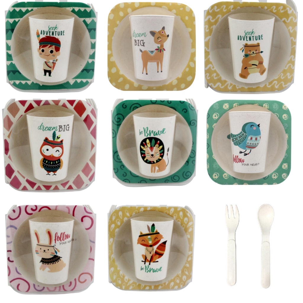 Kit Papinha Bebe Prato Alimentação Refeição Bebe Infantil Animais