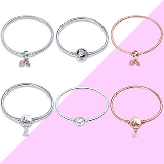 Pulseira pandora Original s925 Prata Rosa Dourada Folha Miçanga Requintada Bijuteria Presente
