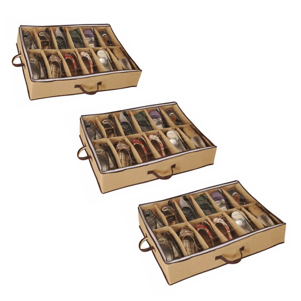 Kit 3 Sapateiras Flexível TNT Visor Cristal para 12 Pares