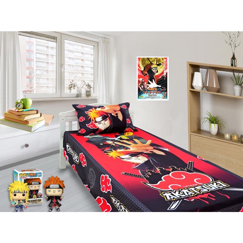 Jogo De Lençol Solteiro Decorativo E Fronha Anime Naruto Mod. 5, Kit 2 Pçs