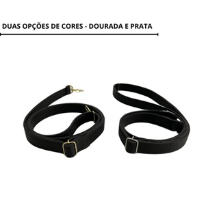 Alca de bolsa Alça Para Bolsa Preta Com regulagem Couro Reforçada