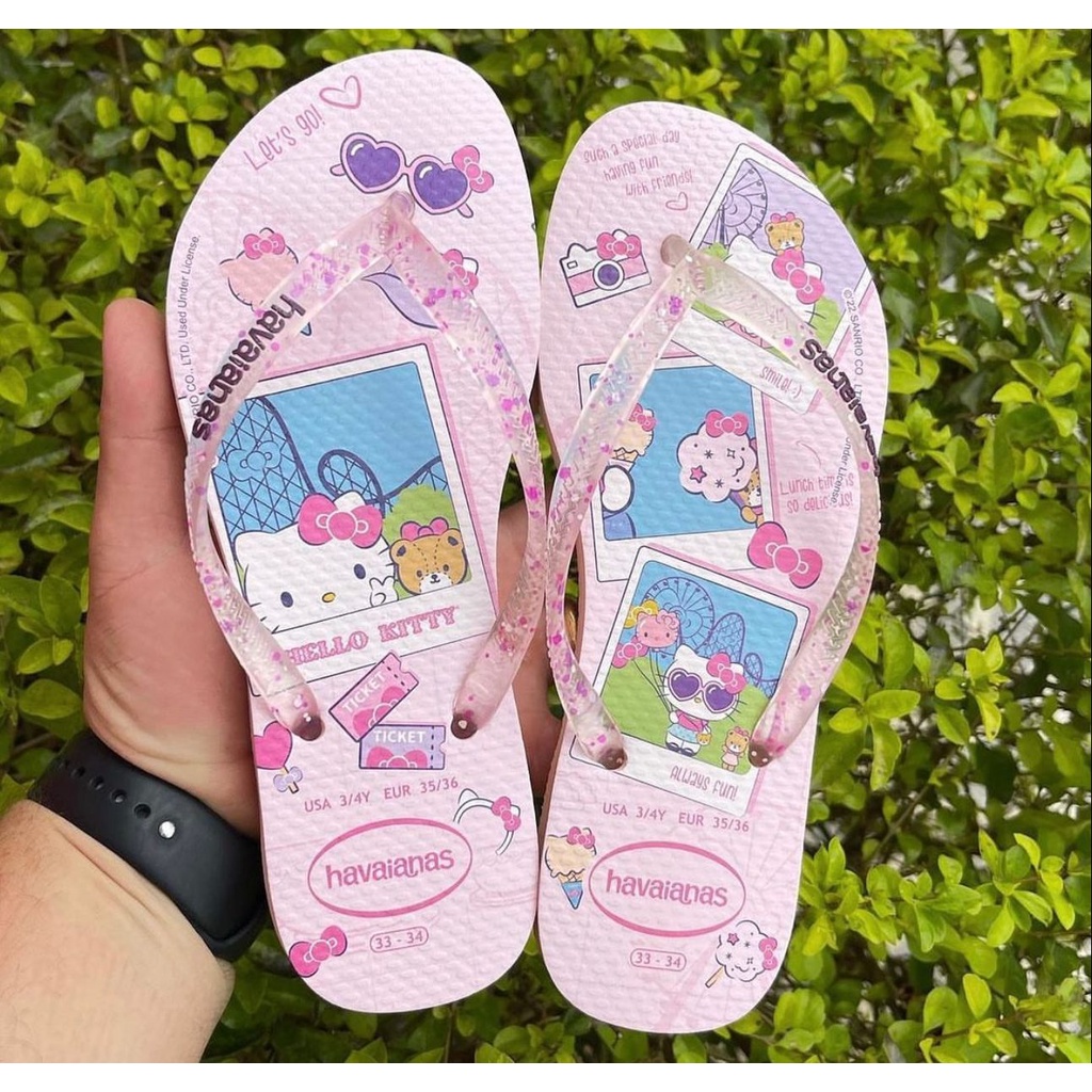 Chinelo Havaianas Slim Hello Kitty Rosa