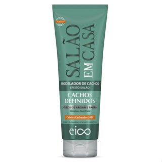 Eico Leave-in Creme Hidrata Nutre Modelador Cacheados e Proteção Térmica Salão Em Casa Cachos Definidos 250ml Filtro UV