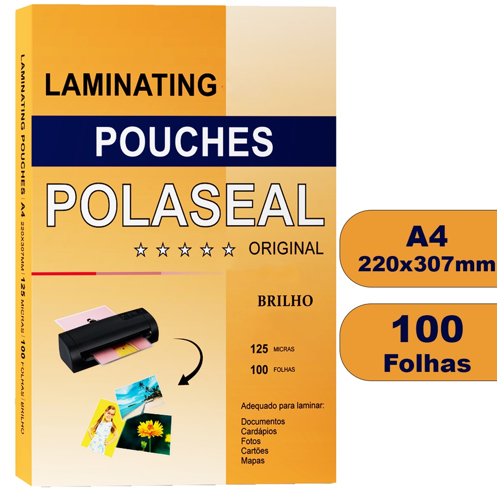 Polaseal Plastico Para Plastificacao A4 220x307mm Premium 0,05 C/100