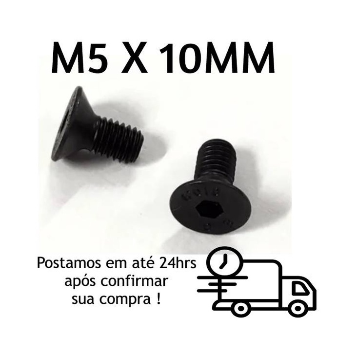 Parafuso Cabeça Chata Allen M5 X 10mm Oxidado Preto